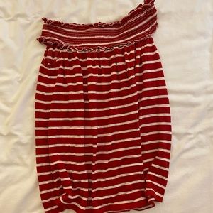 Red and white off the shoulder top